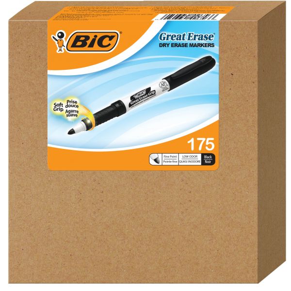 BIC Intensity Low Odor Fine Point Dry Erase Marker Xtra Value Pack, Fine Bullet Tip, Black, 175/Carton Main image