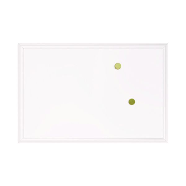 U Brands Magnetic Dry Erase Board with Decor Frame, 30" x 20", White Surface, White Wood Frame