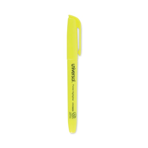 Pocket Highlighter Value Pack, Fluorescent Yellow Ink, Chisel Tip, Yellow Barrel, 36/Pack Main image