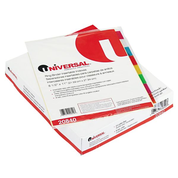 Innovera Economical Insertable 8-Tab Index Dividers, Assorted/Buff, Pack Of 24 Main image