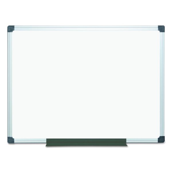 MasterVision Value Melamine Dry Erase Board, 36" x 48", White Surface, Satin Aluminum Frame
