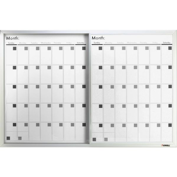 Lorell Magnetic Unframed Dry-Erase Calendar Whiteboard, 36" x 24", Frost