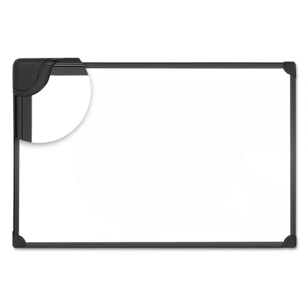 Universal Design Series Deluxe Magnetic Steel Dry Erase Marker Board, 23.62" x 17.71", White Surface, Black Aluminum/Plastic Frame