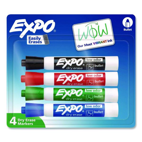 EXPO Low-Odor Dry-Erase Marker, Broad Chisel Tip, Assorted Pastel Colors, 4/Set Main image