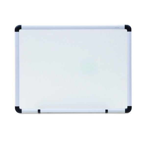 Universal Modern Melamine Dry Erase Board with Aluminum Frame, 24" x 18", White Surface, Satin Aluminum Frame