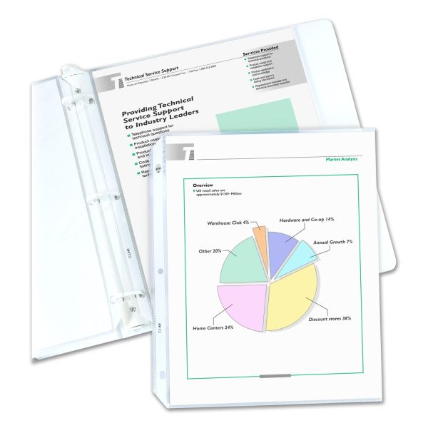 C-Line Polypropylene Sheet Protector Value Pack, Light-Duty, Side: 3-Hole Punched, Top Load 8.5 x 11 Insert, Reduced Glare, 200/Box
