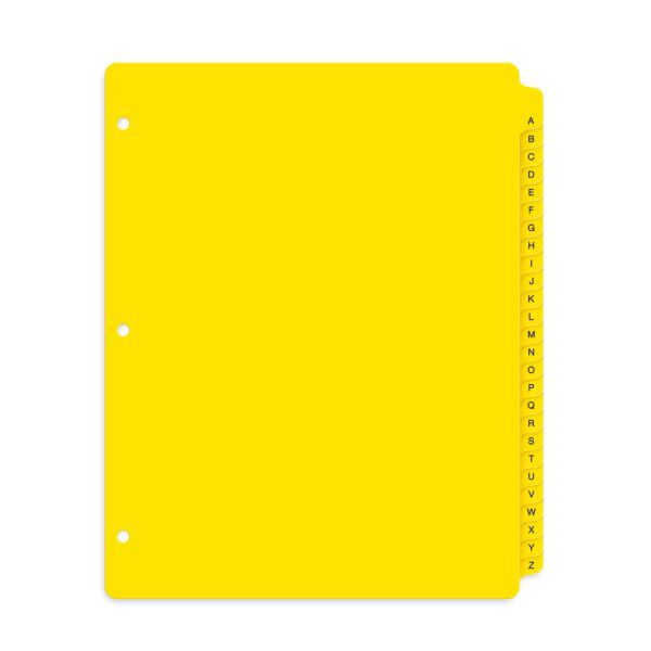 Avery A-Z Plastic Preprinted Divider Tabs, 8-1/2" x 11", Yellow, Set Of 26