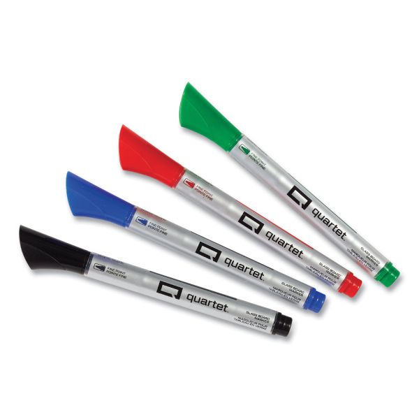 Quartet Premium Glass Board Dry Erase Marker, Fine Bullet Tip, Assorted Colors, 4/Pack Main image