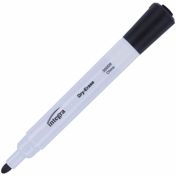 Integra Bullet Tip Dry-Erase Markers - Erasable - Black Ink - 1 Dozen Main image