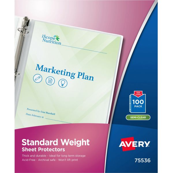 Avery Top-Loading Nonstick Sheet Protectors, Standard, Box Of 100 Main image