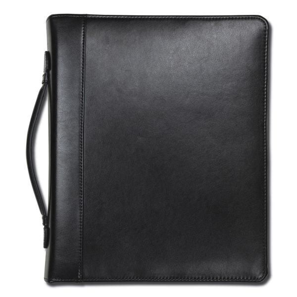 Samsill Leather Multi-Ring Zippered Portfolio, Two-Part, 1" Cap, 11 x 13 1/2, Black Main image