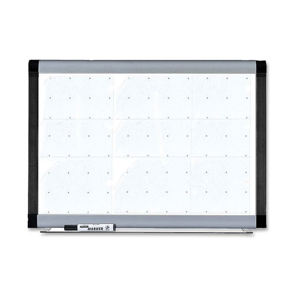 Lorell Magnetic Unframed Dry-Erase Whiteboard With Grid Lines, 48" x 36", Ebony/Silver Metal Frame