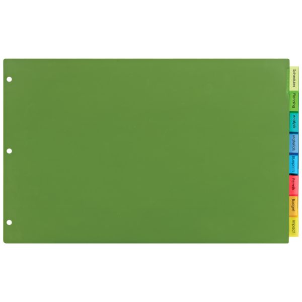 Avery Dividers For 3 Ring Binders, 8-Tab Binder Dividers, 11" x 17" Plastic Binder Dividers, Insertable Big Tab, Multicolor, 1 Set (11179)